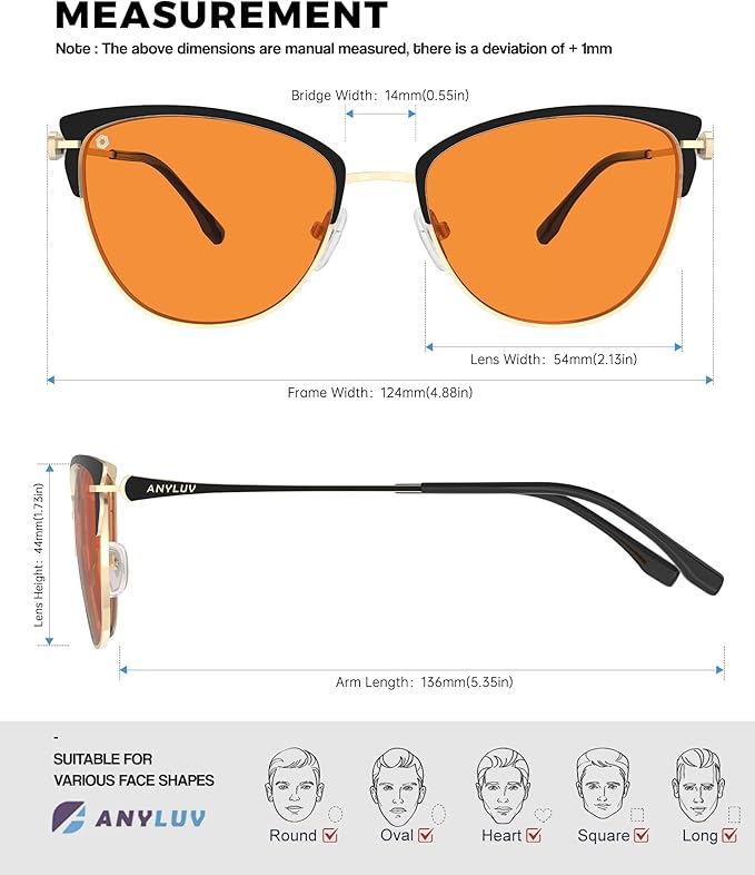ANYLUV Blue Light Glasses for Woman Men, Womens Blue Light Blocking Glasses Computer Glasses Anti Eyestrain