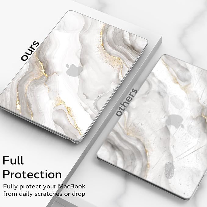BELKA Compatible with MacBook Pro 13 inch Case M2 2025 2024 2023 2022-2016 A2338 M1 A2251 A2289 A2159 A1989 A1708 A1706, Plastic Hard Shell Case + Keyboard Cover +Screen Protector, White Marble