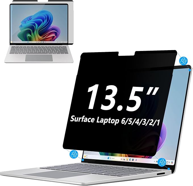Adeway Privacy Screen Protector for Surface Laptop 6/5/4/3/2/1 13.5 Inch, Magnetic Nano, Anti-Spy, Removable, Blue Light & UV Blocking, Anti-Glare