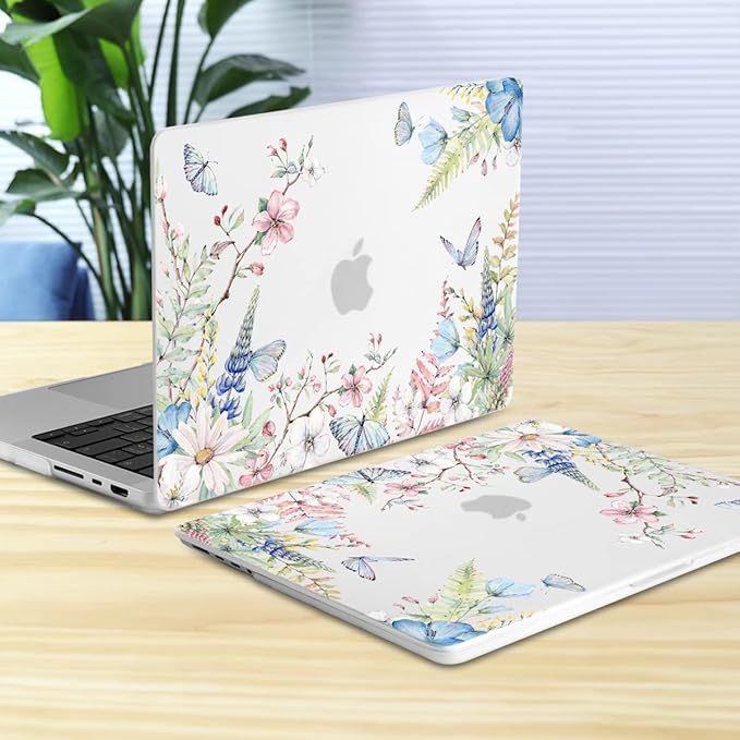 Batianda for MacBook Pro 14 Inch Case 2026-2021 Release M5 M4 M3 M2 M1 Pro/Max, 1.2mm Slim Graphic Hard Shell Cover with Keyboard Cover, Screen Protector 4-in-1 Bundle, Elegant Flowers