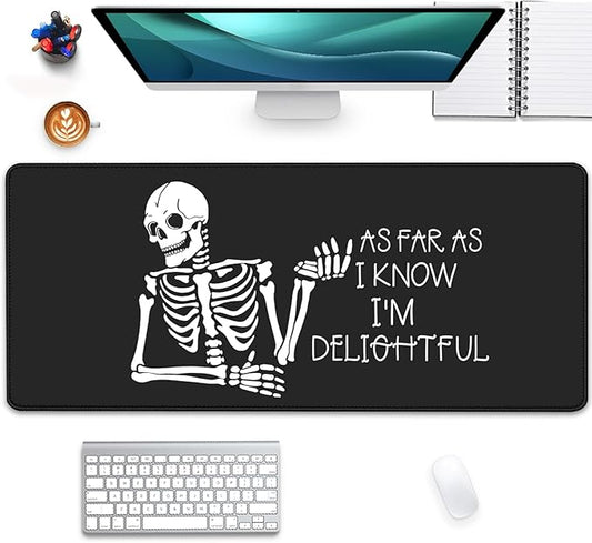 Skeleton Mouse Pad Skull Desk Pat,Mouse Mat Large Desk Mat for Desktop,Stitched Edges Non-Slip Waterproof Rubber Base Mouse Mat for Office Computer Keyboard Laptop and Home(27.5X11.8 in)