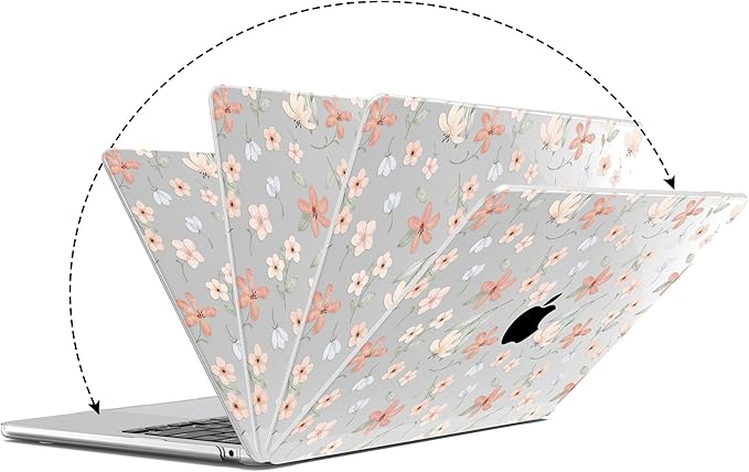 G JGOO Compatible with MacBook Air 13 inch Case 2026 2025-2022 M5 A3449 M4 A3240 M3 A3113 M2 A2681, Clear Hard Shell for MacBook Air 13.6 inch Case +Keyboard Cover+Screen Protector, Pink Floret