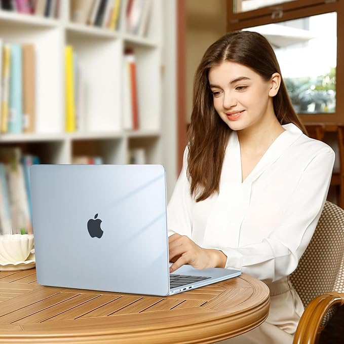 MOSISO Compatible with MacBook Air 13 inch Case M5 2026 M4 2025 M3 M2 2024-2022 A3449 A3240 A3113 A2681, Hard Shell&Keyboard Cover&Screen Film&Type C for MacBook Air 13.6 inch Case, Crystal Sky Blue