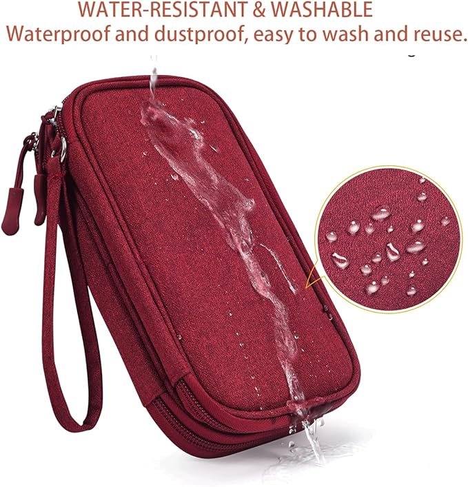 Electronic Organizer Travel Cable Accessories Bag, Case for Cable, USB, Cord, Charger, Phone, Power Bank, Earphone (Wine Red, Large)