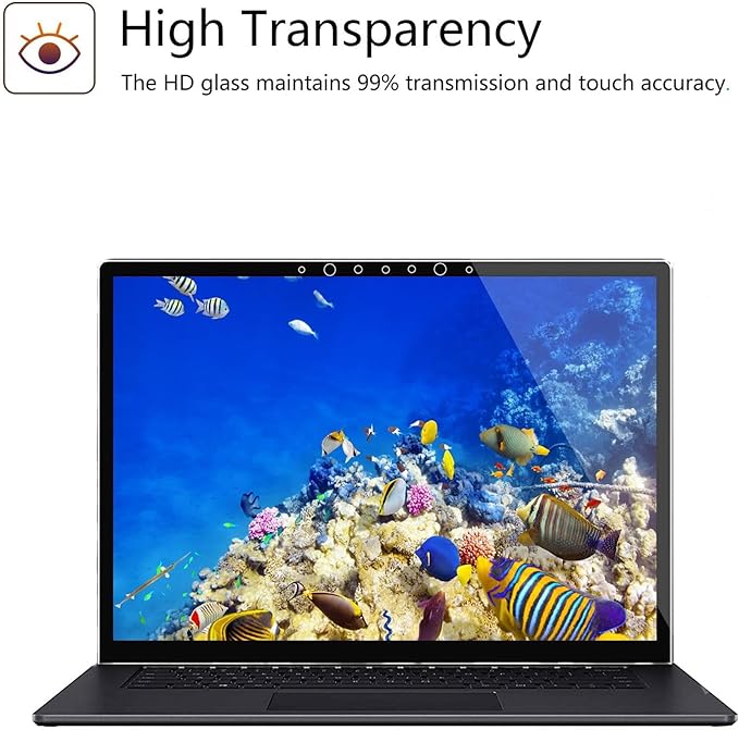 Megoo Screen Protector for Surface Laptop 6/5 13.5 Inch,Tempered Glass/Easy Installation/Ultra Clear/Round Edge, Compatible for Microsoft Surface Laptop 4/3/2/1, 2-Pack
