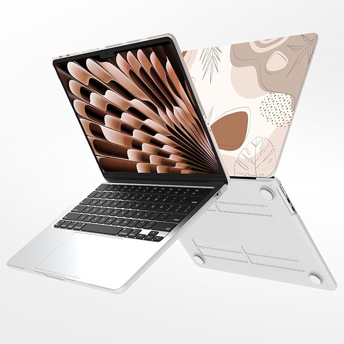 G JGOO Compatible with MacBook Air 13 inch Case 2026 2025-2022 M5 A3449 M4 A3240 M3 A3113 M2 A2681, Plastic Hard Shell for MacBook Air 13.6 inch Case +Keyboard Cover+Screen Protector, Brown Leaf