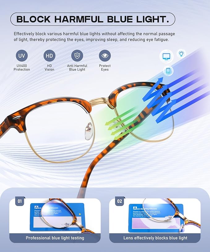 Perfectmiaoxuan Blue Light Blocking Glasses,Computer/Gaming/Screen Glasses for Women or Men，Anti Blue Light & UV