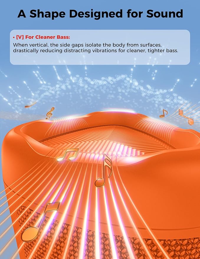 Bluetooth Speaker with HD Sound, Portable Wireless, IPX5 Waterproof, Up to 20H Playtime, TWS Pairing, BT5.3, for Home/Party/Outdoor/Beach, Electronic Gadgets, Birthday Gift (Orange)