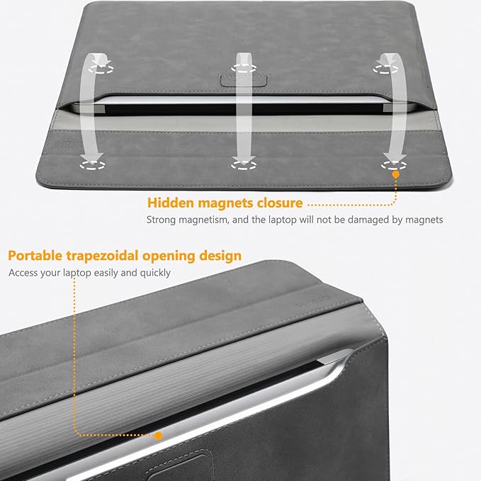 HYZUO 15-16 Inch Laptop Case Bag Sleeve with Stand Feature for MacBook Pro 16 M5/M4/M3/M2/M1 Pro/Max 2026-2019, XPS 15, MacBook Pro 15 2015-2012, Samsung Galaxy Book Flex 15, Dark Gray