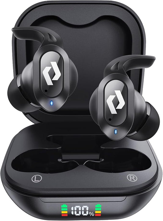 Bluetooth Earbuds Wireless Ear buds Wireless Charging Case Waterproof Headphones Built in Microphone Stereo Bass 64H Playback LED Power Display for iPhone Android Phones Computer Sports Gaming Workout