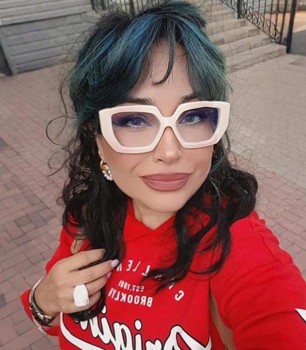 AIEYEZO Thick Frame Blue Light Glasses Men Women, Fashion Square Computer Eyeglass Anti Eyestrain & Prevent Headache