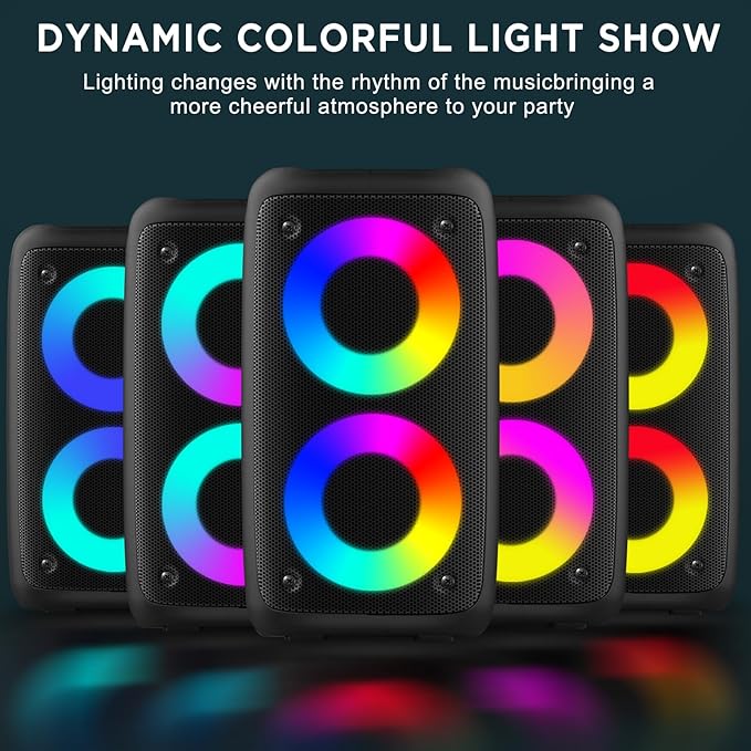 Portable Bluetooth Speaker,Karaoke Machine for Adults and Kids,with Lights Loud Big Bluetooth Speaker,Rechargeable Dj/PA Speaker System with TF Card,AUX in,REC,TWS for Outdoor Sport Home Party