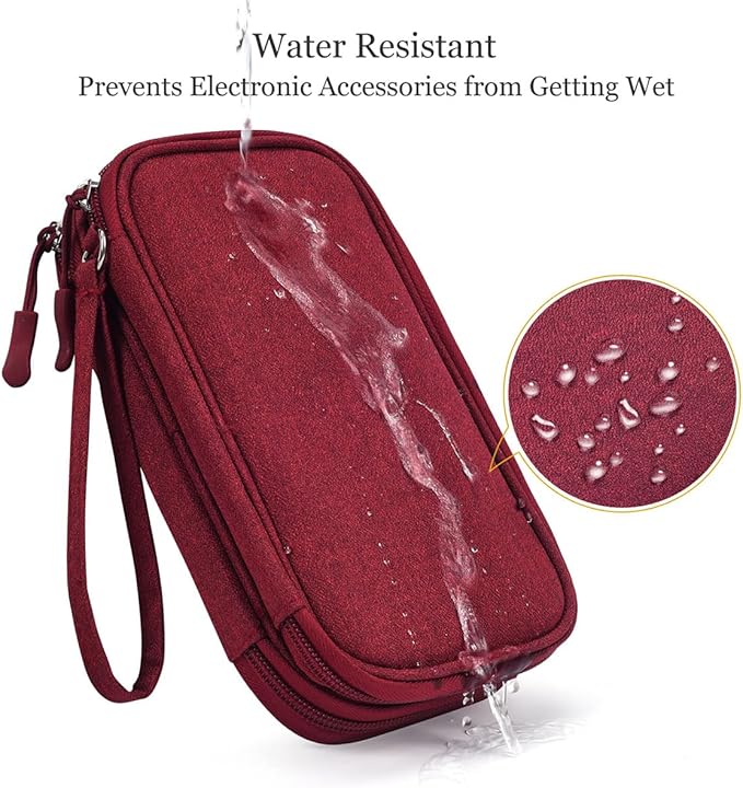 Electronic Cord Organizer Travel Case, Travel Cable Organizer Bag, Waterproof Electronic Accessories Carry Pouch for Cable, Cord, USB, Charger, Phone, Power Bank, Earphone (Wine Red, Medium)