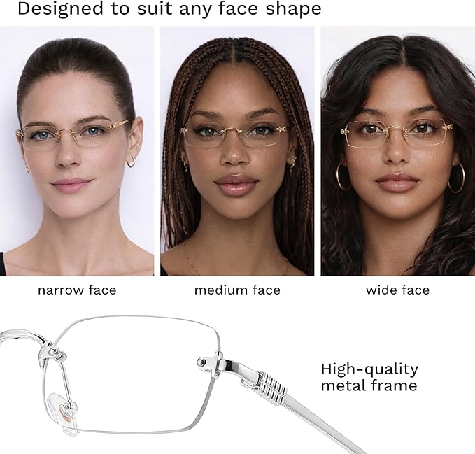 livho Blue Light Blocking Glasses for Women, Lightweight Metal Frame Computer Glasses, Anti Eye Strain, UV Protection