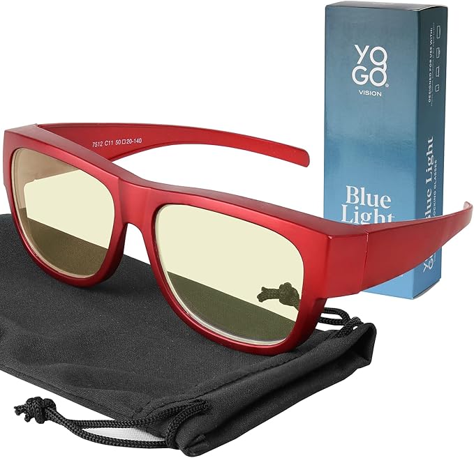 Yogo Vision Fit Over Blue Light Blocking Glasses and Computer Eyewear Wear Over Your Eyeglasses and Readers