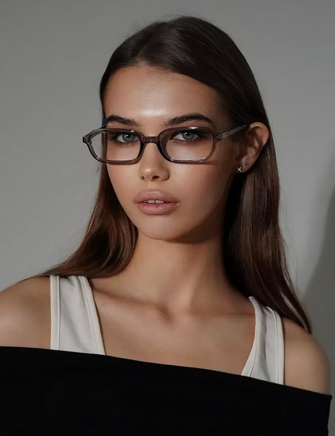 Slocyclub Square Blue Light Blocking Glasses for Women Men Vintage Rectangular Frame Eyeglasses Retro Small Square Glasses