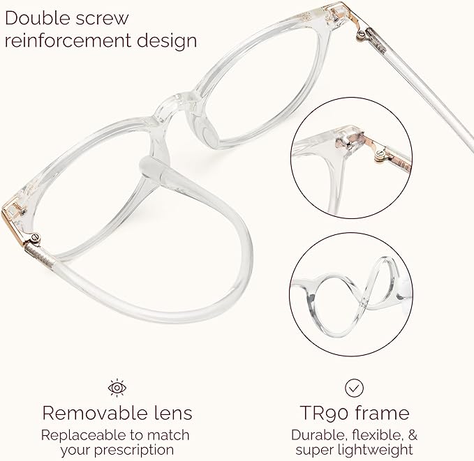Gaoye 2 Pack Blue Light Blocking Glasses, Retro Round Eyewear Frame Anti Eyestrain Computer Glasses for Women Men - GY1688 (Tea Leopard+Transparent)