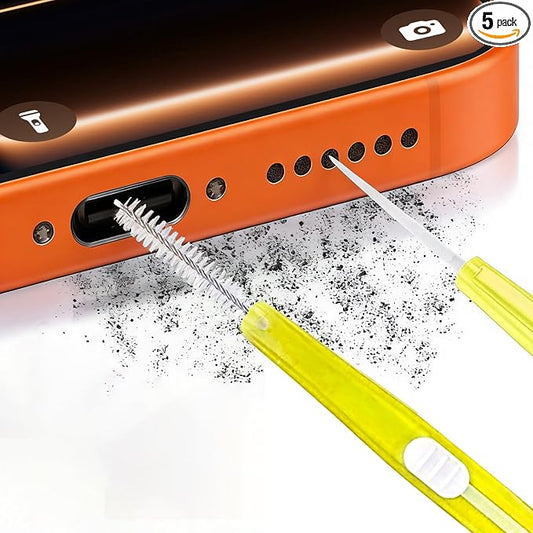 5 Pack Cell Phone Cleaning Kit iPhone Charging Port Dual Side Cleaning Tools, Anti-Clogging Mini Brushes & Hook Cleaner for iPhone Speaker and Receiver, Multi Tool Compatible with AirPods Camera by iyanzi