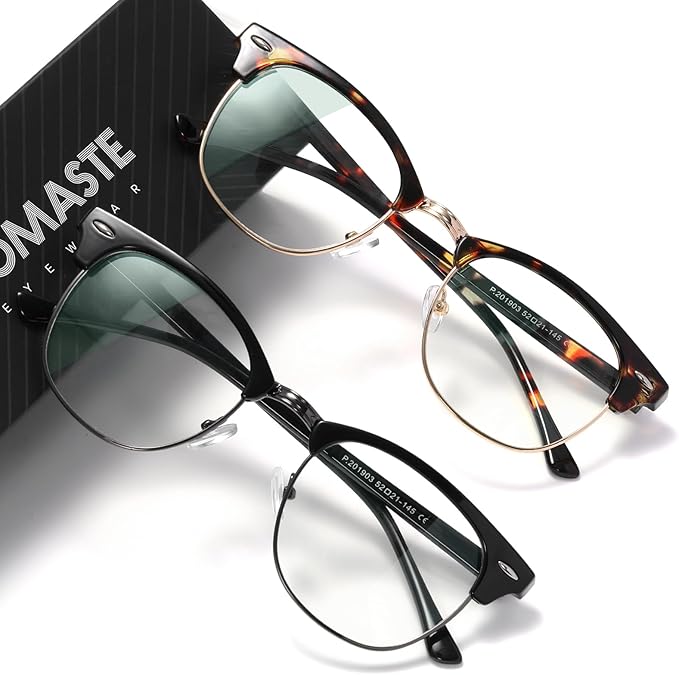 Blue Light Blocking Glasses Vintage Half Frame UV Clear Lens Anti Eyestrain Computer Gaming Glasses for Women Men