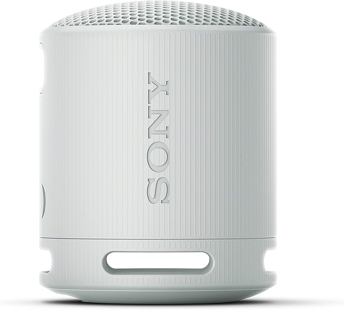 Sony SRS-XB100 Wireless Bluetooth Portable Lightweight Super-Compact Travel Speaker, Durable IP67 Waterproof & Dustproof Shower Speaker, 16 Hr Battery, Versatile Strap, Hands-free Calling, Light Gray