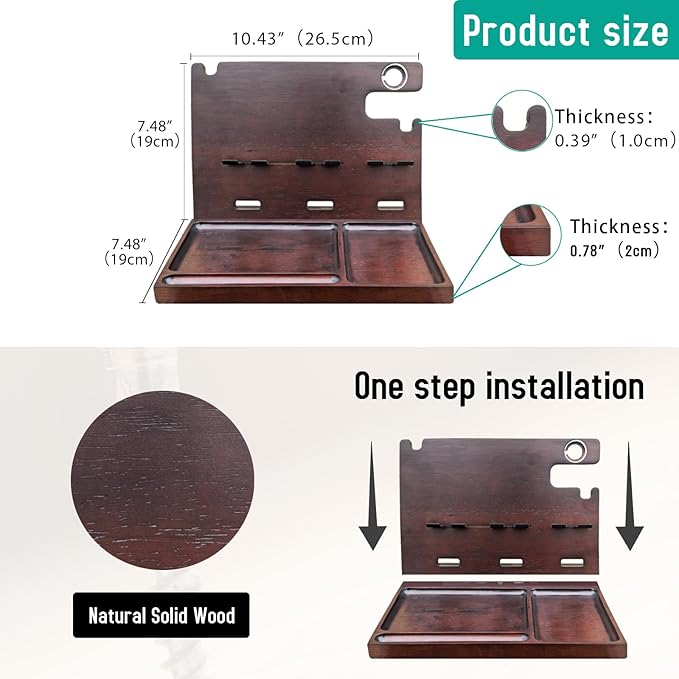 Wood Phone Docking Station with 4 USB PD & QC3.0 Fast Charger,Nightstand Organizer for Men, Dual Phone Charging Station for iPhone Samsung Google Android Anniversary Birthday Gifts for Men Him