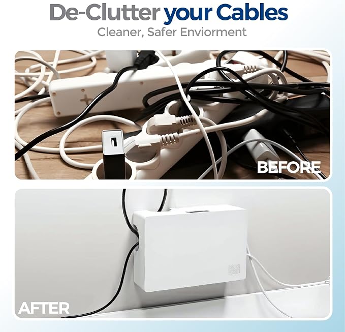 Cable Management Box with Included Mounting Hardware – ABS Cord Organizer (12,7 x 7,8 x 4,5 in) | Heat-Tolerant Power Strip & Cable Storage | Wall-Mountable or Floor Use - Image 4
