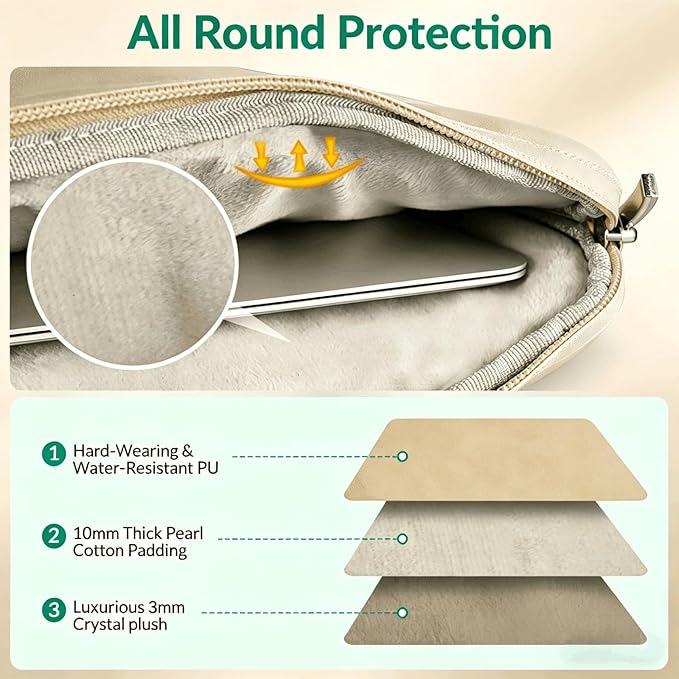 15" Laptop Case Sleeve with Handle, PU Waterproof Laptop Bag, Shockproof Computer Bag Compatible with 15" HP Dell Acer