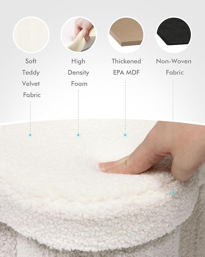 B FSOBEIIALEO Storage Ottoman Cube, Heart Shaped Ottomans with Storage Foot Stool Footrest for Lving Room, Boucle Ottoman Seat for Dorm Room,Faux Teddy Fur, White 15"x15"x15"