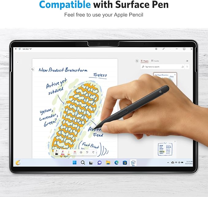 OMOTON 3 Pack Screen Protector for Microsoft Surface Pro 11 Pro 10 (2024)/Pro 9 (2022)/Pro 8 (2021)/Pro X-13 Inch, Tempered Glass/Surface Pen Compatible