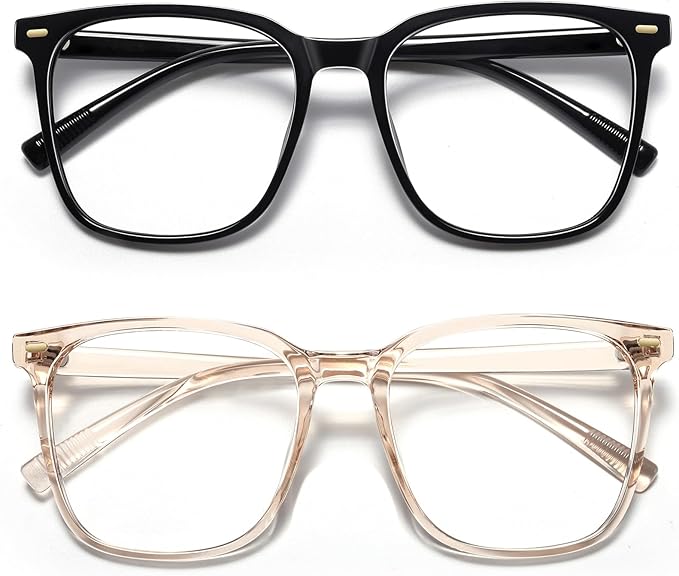 Oversized Square Blue Light Blocking Glasses for Women Men, Anti-Fatigue Computer Monitor Glasses Reduce Eye Strain