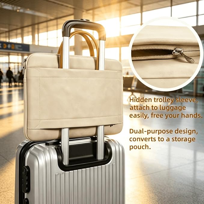 15" Laptop Case Sleeve with Handle, PU Waterproof Laptop Bag, Shockproof Computer Bag Compatible with 15" HP Dell Acer
