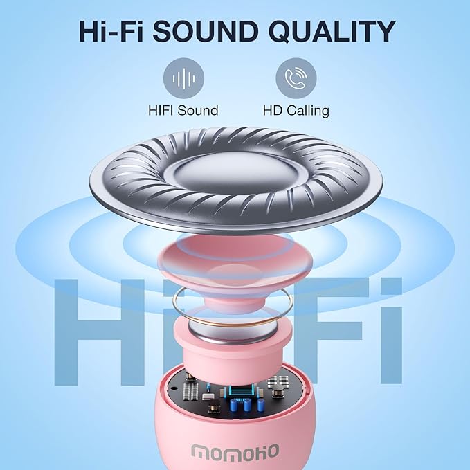 Mini Bluetooth Speaker Wireless Tiny Bluetooth Speaker with Built in Mic,TWS Portable for Travel Party Gift Outdoor Laptop (Pink)