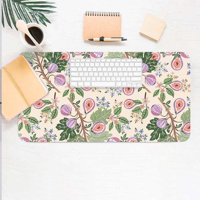 Desk Mat Large Protector Pad 31.5" ×15.7", Non-Slip PU Leather Desk Blotter, Waterproof Mouse Pad for Office Home Figs