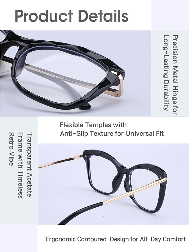 Blue Light Glasses For Woman, Computer Glasses Blue Light Glasses Men Premium Lenses For Daily Screen Use - Work & Gaming.