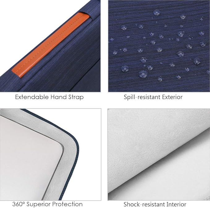 Lacdo 360° Protective Laptop Sleeve Case for 16 inch MacBook Pro M5 Pro/Max A3428 A3429 (2026), M4/M3/M2/M1 A3403 A3186 A2991 A2780 A2485 A2141, 15 inch Surface Laptop 7/6/5/4/3 Computer Bag, Blue