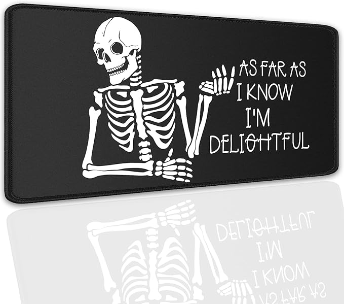 Skeleton Mouse Pad Skull Desk Pat,Mouse Mat Large Desk Mat for Desktop,Stitched Edges Non-Slip Waterproof Rubber Base Mouse Mat for Office Computer Keyboard Laptop and Home(27.5X11.8 in)