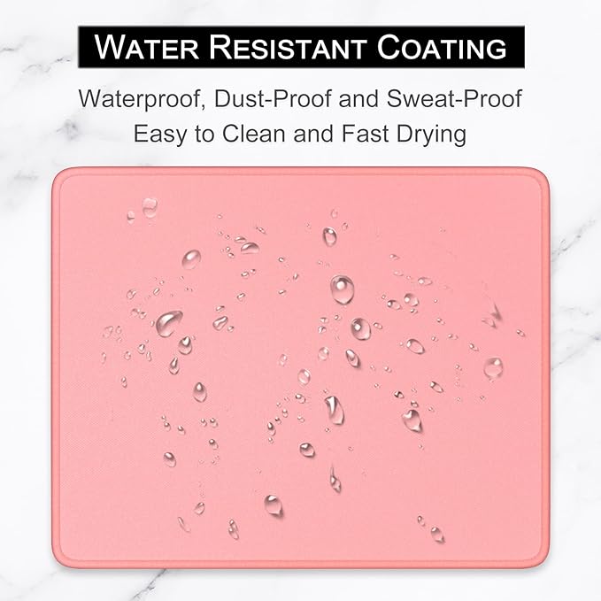 Hsurbtra Mouse Pad, Premium-Textured Square Mousepad 10.2 x 8.3 Inch, Stitched Edge Anti-Slip Waterproof Rubber Pretty Cute Computer Mat for Office Gaming Laptop Women Kids Warm Pink