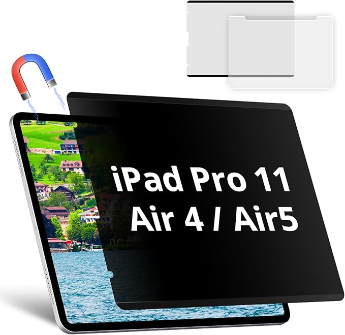 Magnetic Privacy Screen Protector for iPad Air 5th 4th 10.9" & iPad Pro 11(2018-2022), Anti Glare Blue Light Film Anti-Spy Filter, Bubble-Free Shield Easy Install Guard Removable Cover