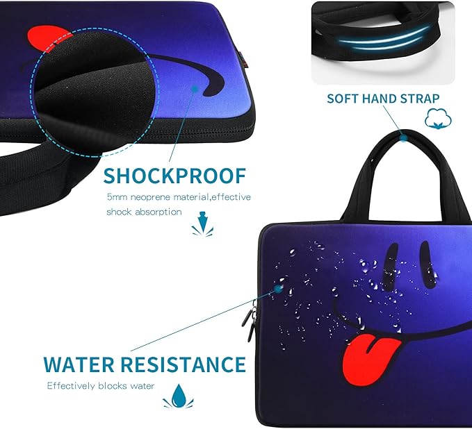 icolor Smile 14 15 15.4 15.6 inch Laptop Handle bag Computer Protect Case Pouch Holder Notebook Sleeve Neoprene Cover Soft Carring Travel Case for Dell Lenovo Toshiba HP Chromebook ASUS Acer ICB-05