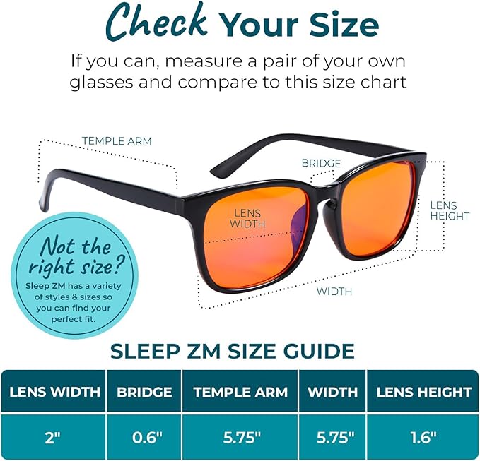 Sleep ZM Blue Light Blocking & Light Sensitivity Glasses - 8 Lens Types for Comfort, Relaxation, Sleep & Relief - 50+ Styles