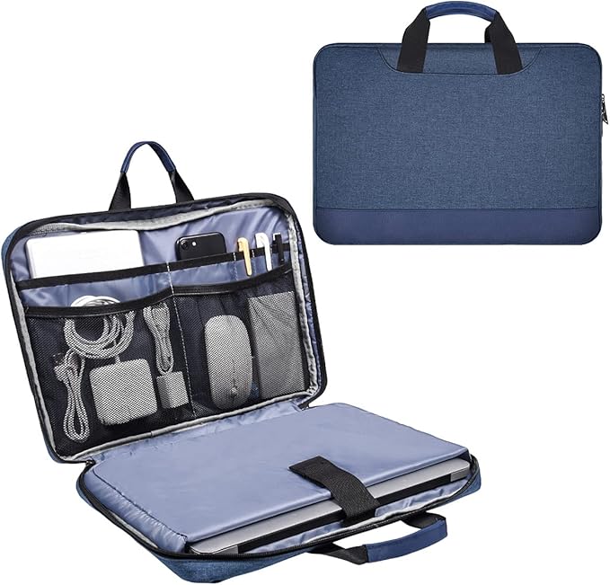 15.6 Inch Laptop Sleeve Bag, Waterproof Men Women TSA Case for Macbook Pro 16 M4 M3 M2 M1, Acer Aspire E15/Predator, Lenovo Ideapad 1 15.6, HP Envy/Victus 15.6, ASUS Dell 15 16 Case, Navy Blue