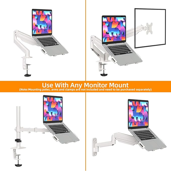 suptek Adjustable 13 to 18 inch Laptop VESA Arm Mount Tray for Monitor Arms and Stands (Tray Only),Fits 75x75/ 100x100 mm VESA Mount Holes,and Supports Weight up to 10lbs,White(TP007W)