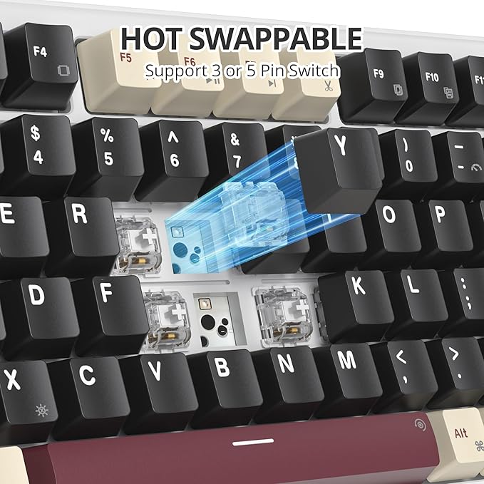 75% Wired Gaming Keyboard, Hot Swappable Gasket Mount, White Switch, 82 Keys TKL Mechanical Keyboard, NKRO Creamy for PC Laptop Windows Gamer