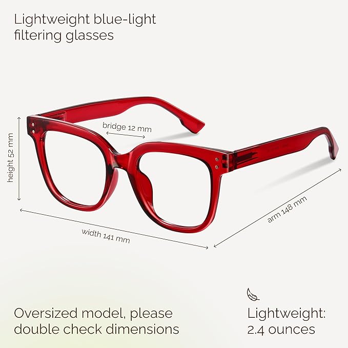 miyya Blue Light Glasses for Women & Men – Oversized UV & Blue Light Blocker Chunky Frames, Stylish Eyewear Accessories