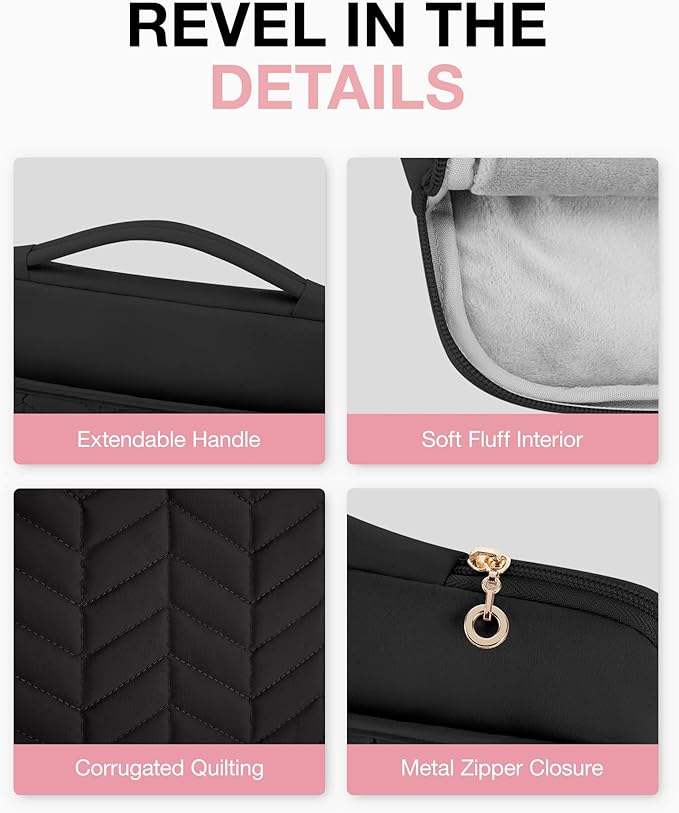 BAGSMART Laptop Case with Handle, Puffy Padded Laptop Bag Sleeve for Women, Portable MacBook Air/Pro Computer Case, 15-16 inch, Black