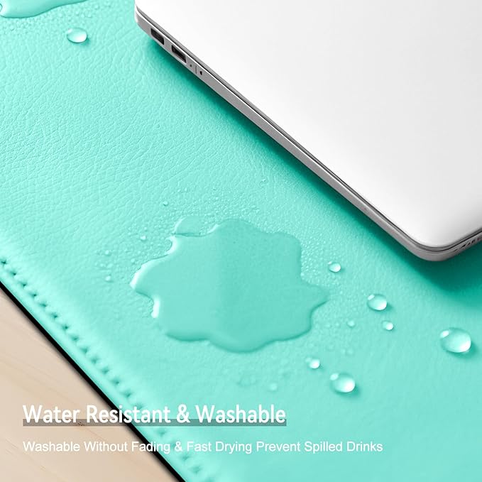 Dual Sided Leather Desk Mat - Waterproof Desk Pad - Ideal for Large Mouse Pad and Desk Mats on Top of Desks (Green, 33"*13")