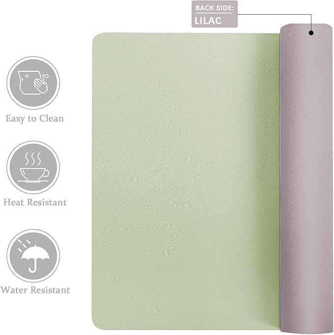 Aothia Double-Sided PU Leather Desk Pad - Non-Slip Large Mouse Pad & Desk Mat for Office, Home - Waterproof, Easy to Clean, Durable Dual-Sided Surface (23.6"x13.7", Matcha Green)