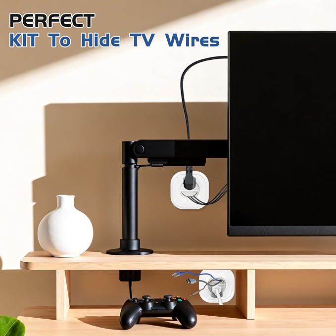 in Wall Cable Management Kit,All-in-One Voltage Adapted Cable Organizer, Streamline Wires for Living Room/Office | Easy Install Wall Wire Hider, with Drill Hardware in Wall Cable Management - Image 7