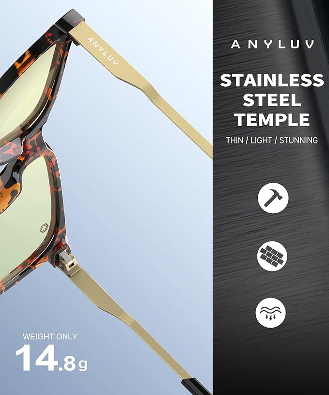 ANYLUV Blue Light Glasses for Men, Lightweight Computer Gaming Glasses, Stylish Anti Eyestrain Blue Light Blocking Men