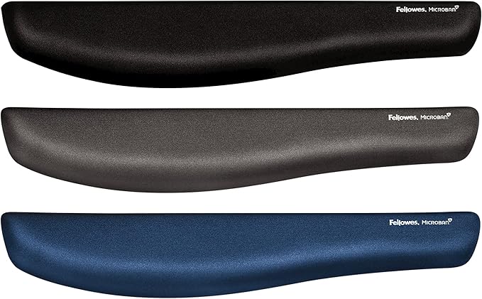 Fellowes PlushTouch Foam Keyboard Wrist Rest with MICROBAN - Graphite (9252301) (Pack of 2)